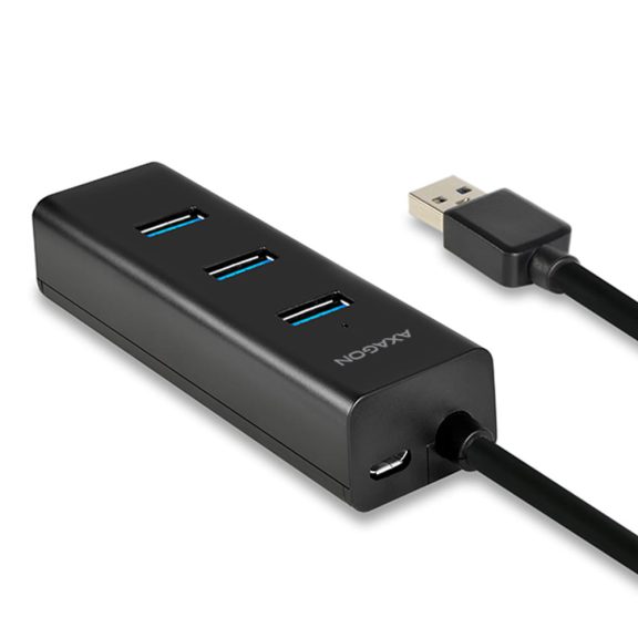 Axagon HUE-S2B USB hub, 4 port, USB 3.2 Gen 1, gyorstöltés 2A, fekete