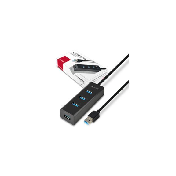 Axagon HUE-S2B USB hub, 4 port, USB 3.2 Gen 1, gyorstöltés 2A, fekete