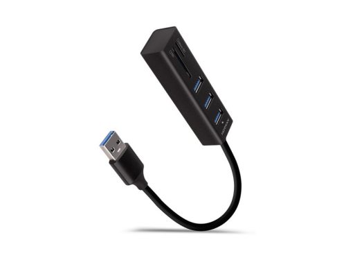 HUB AXAGON HMA-CR3A 3x USB-A + SD/microSD, USB3.2 Gen 1, 20cm USB-A cablem, Fém