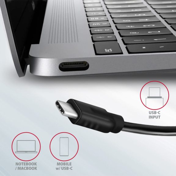 Axagon HMC-4G2 USB-C hub, 4 port, USB 3.2 Gen 2 10Gbps, alumínium