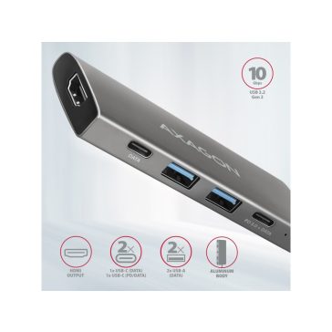 HUB AXAGON HMC-5G21 USB-C 10Gbps SPEEDSTER 5in1 hub