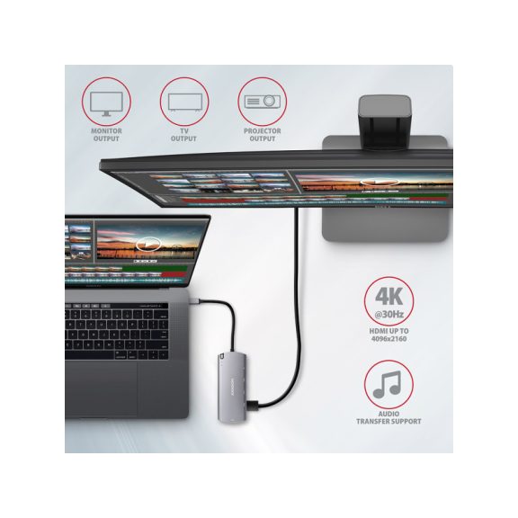 HUB AXAGON HMC-6M2 HUB, USB 3.2 Gen 1, M.2 SATA, SATA 6G, UASP, HDMI
