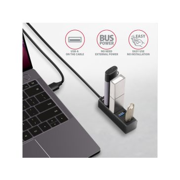   HUB AXAGON HUE-M1AL Mini USB-A-Hub,4x USB-A 3.2 Gen 1, silber - 1,2m