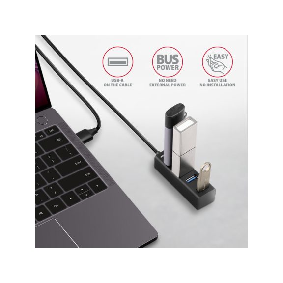 HUB AXAGON HUE-M1AL Mini USB-A-Hub,4x USB-A 3.2 Gen 1, silber - 1,2m