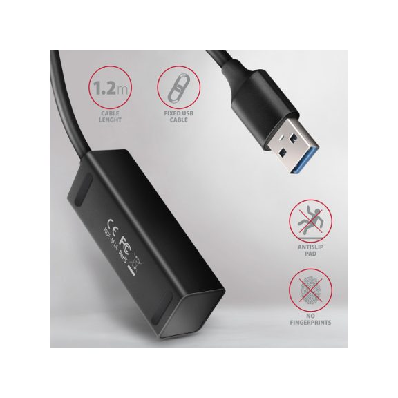 HUB AXAGON HUE-M1AL Mini USB-A-Hub,4x USB-A 3.2 Gen 1, silber - 1,2m