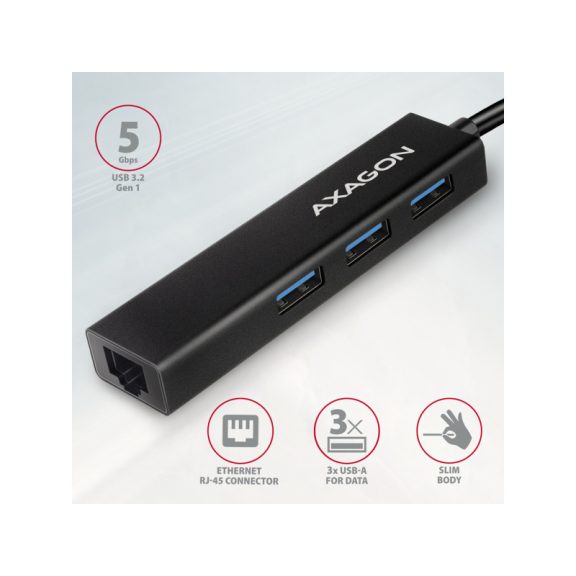 HUB AXAGON HMC-GL3A USB-C-Hub, 3x USB-A, Gbit-LAN