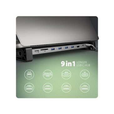 HUB AXAGON HMC-10HLS USB-C 5 GBPS, 9IN1 HUB/Dokkoló
