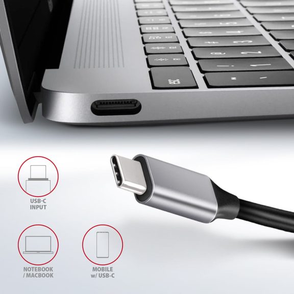 Axagon HMC-6GL USB-C 6 az 1-ben hub, HDMI 4K, Gigabit LAN, PD 100W, alumínium
