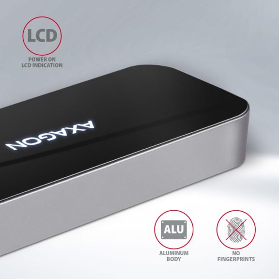 Axagon HMC-6GL USB-C 6 az 1-ben hub, HDMI 4K, Gigabit LAN, PD 100W, alumínium