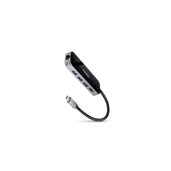 Axagon HMC-6GL USB-C 6 az 1-ben hub, HDMI 4K, Gigabit LAN, PD 100W, alumínium