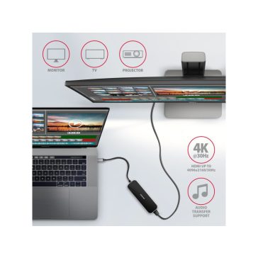   HUB AXAGON HMC-6H4A SuperSpeed USB-C COMBO 6in1 hub Fekete/szürke
