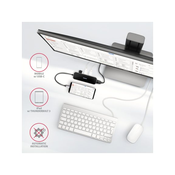 HUB AXAGON HMC-6H4A SuperSpeed USB-C COMBO 6in1 hub Fekete/szürke