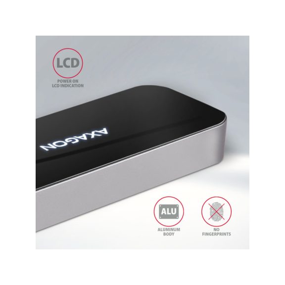HUB AXAGON HMC-6H4A SuperSpeed USB-C COMBO 6in1 hub Fekete/szürke