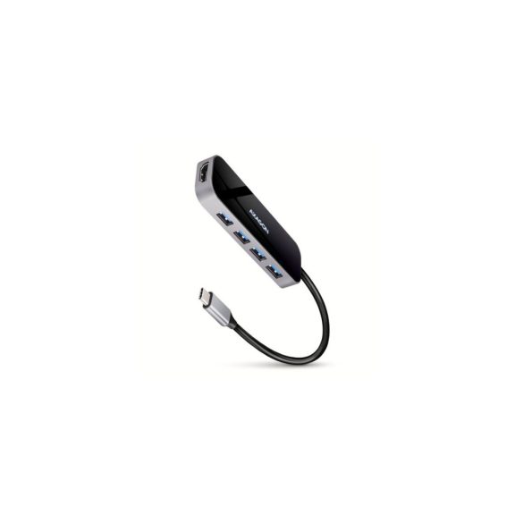 HUB AXAGON HMC-6H4A SuperSpeed USB-C COMBO 6in1 hub Fekete/szürke