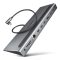Axagon HMC-4KX3 USB-C hub, 11 az 1-ben, három 4K kijelző, Gigabit Ethernet, PD 100W