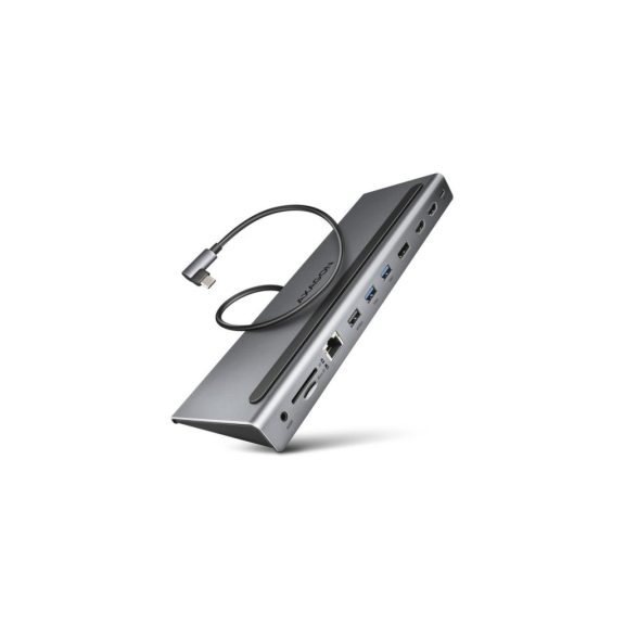 Axagon HMC-4KX3 USB-C hub, 11 az 1-ben, három 4K kijelző, Gigabit Ethernet, PD 100W