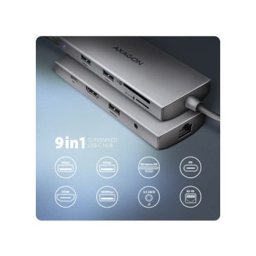AXAGON HMC-8HLSA USB-C 5Gbps 9in1 hub