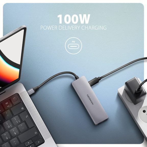 Axagon HMC-5H60 USB-C hub, 5 az 1-ben, HDMI 4K60Hz, Power Delivery, szürke