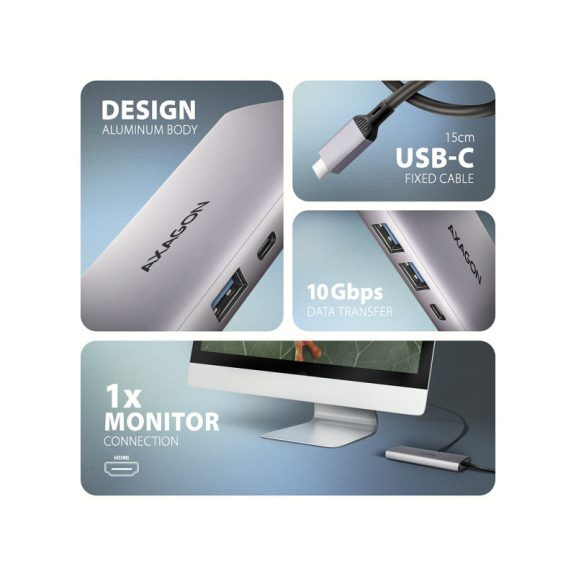 AXAGON HMC-6G2L USB-C 10Gbps 6in1 hub