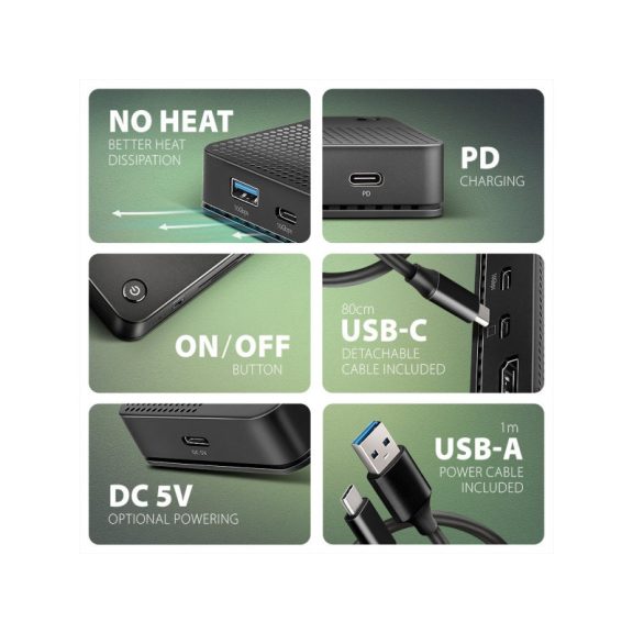 AXAGON HMC-U4 USB4 40Gbps DUAL 4K DISPLAY 12in1 dock