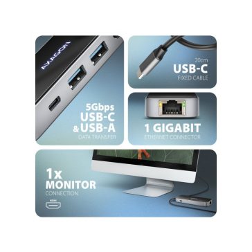 AXAGON HMC-6GLN USB-C 5Gbps GLASS 6in1 hub