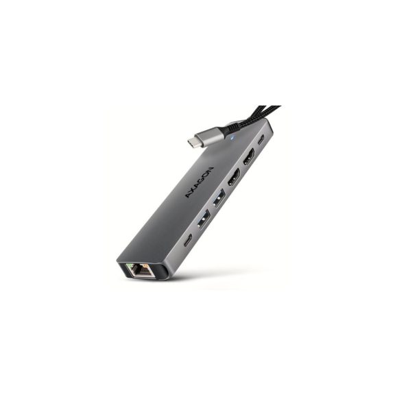 Axagon HMC-7HX2 USB-C hub, Dual 4K HDMI, PD 100W, Gigabit LAN, alumínium