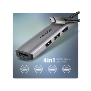 AXAGON HMC-H3A USB-C 5Gbps STARTER 4in1 hub
