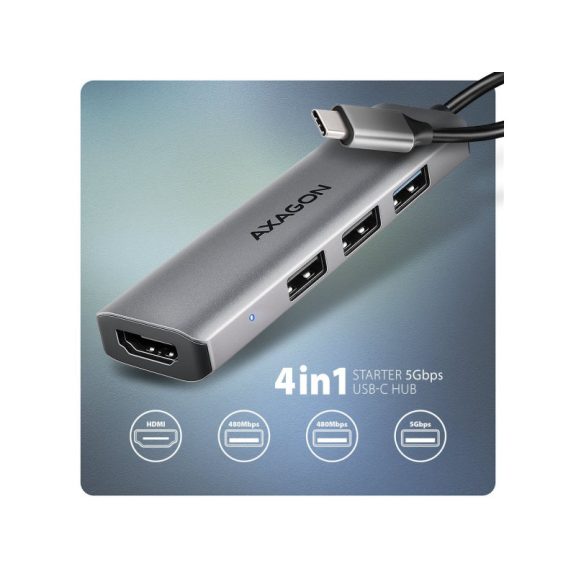 AXAGON HMC-H3A USB-C 5Gbps STARTER 4in1 hub
