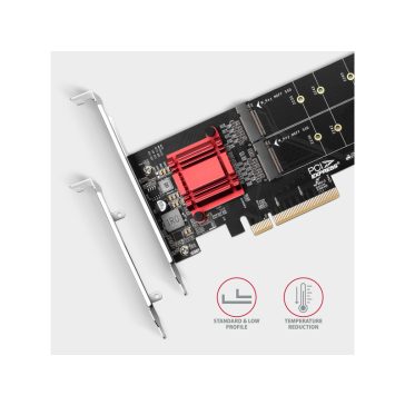   I/O bővítőkártya AXAGON PCEM2-ND PCE-E 3.0 8x - dual M.2 NVMe M-key
