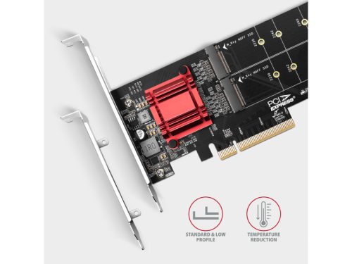 I/O bővítőkártya AXAGON PCEM2-ND PCE-E 3.0 8x - dual M.2 NVMe M-key