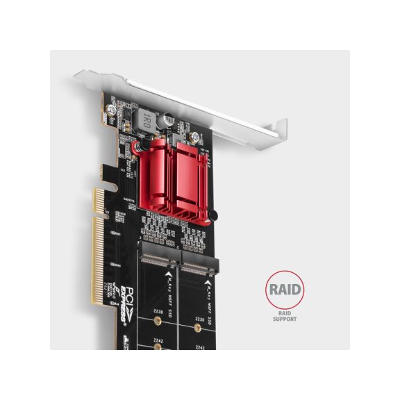 I/O bővítőkártya AXAGON PCEM2-ND PCE-E 3.0 8x - dual M.2 NVMe M-key