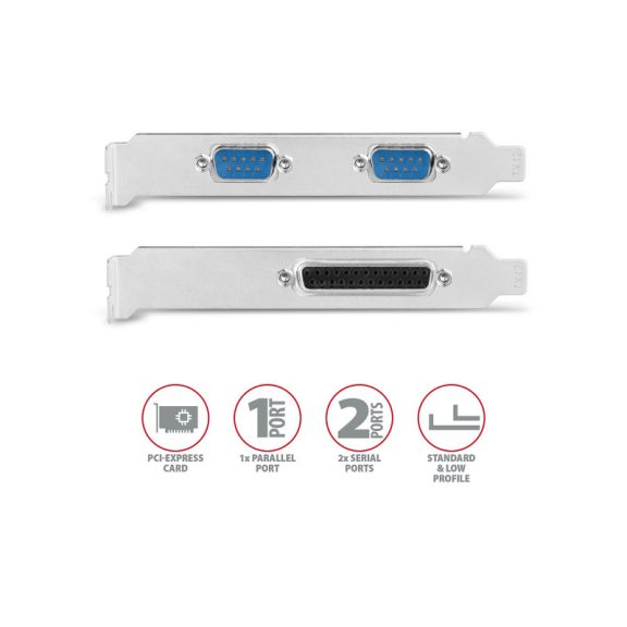 I/O bővítőkártya AXAGON PCEA-PSN PCIE 1x párhuzamos + 2x soros