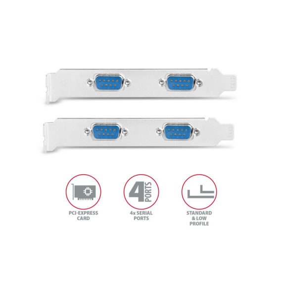 I/O bővítőkártya AXAGON PCEA-S4N PCIE vezérlő 4x soros