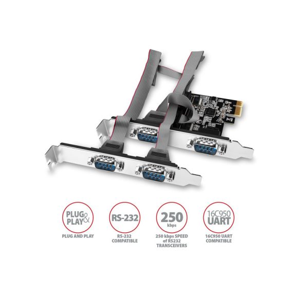 I/O bővítőkártya AXAGON PCEA-S4N PCIE vezérlő 4x soros