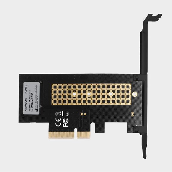 Axagon PCEM2-N PCIe NVMe M.2 adapter, PCIe x4, alacsony profil tartóval, fekete