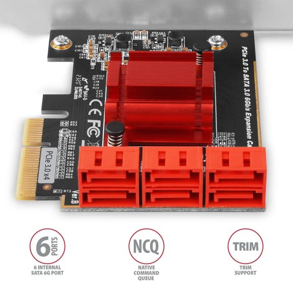Axagon PCES-SA6 PCIe SATA vezérlő, 6 port SATA III, low profile