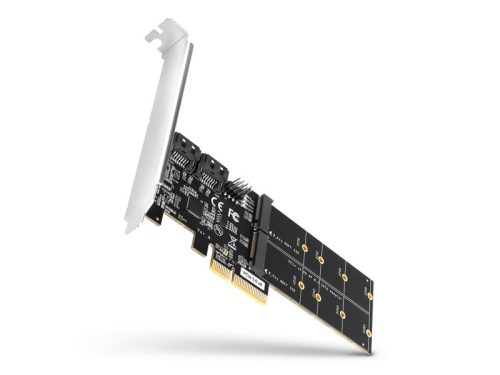 I/O bővítőkártya AXAGON PCES-SA4M2 PCIe, 2x SATA 6G port + 2x M.2 B SATA + LP