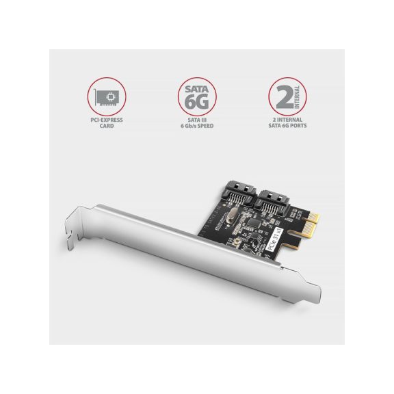 I/O bővítőkártya PCES-SJ2 PCIe vezérlő 2x SATA 6G
