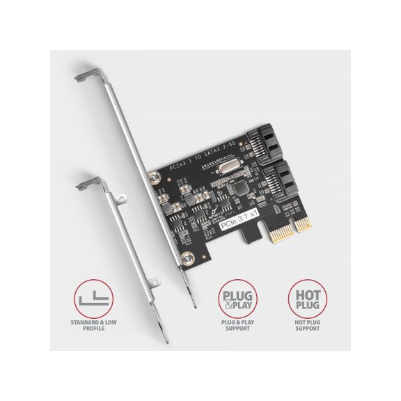 I/O bővítőkártya PCES-SJ2 PCIe vezérlő 2x SATA 6G