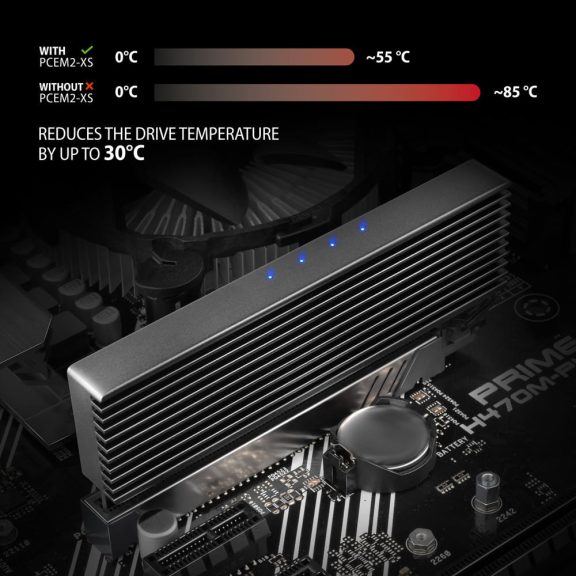 Axagon PCEM2-XS PCIe NVMe M.2 adapter, alumínium hűtőbordával, PCIe x16, fekete