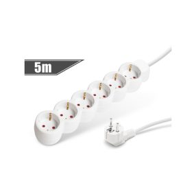   Hálózati elosztó Hosszabbító 5m 6-os 10/16A 250V (3 x 1.5) Fehér