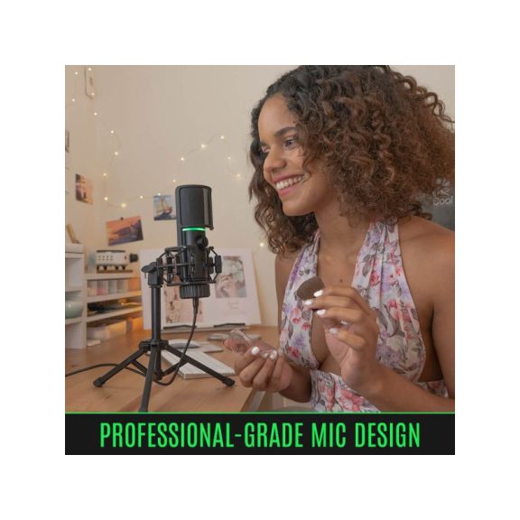 Mikrofon Streamplify MIC RGB Tripod kardioid kondenzátor USB Fekete