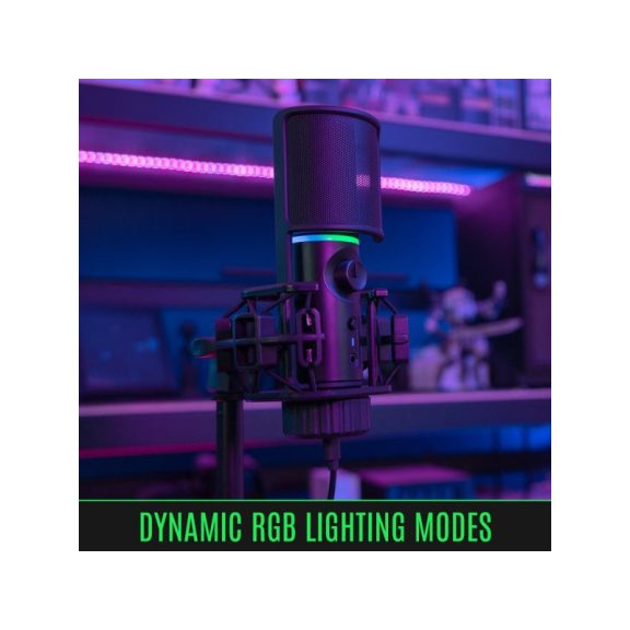 Mikrofon Streamplify MIC RGB Tripod kardioid kondenzátor USB Fekete