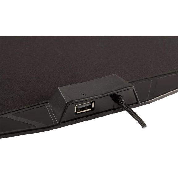 Corsair MM800 RGB POLARIS Cloth Edition gamer egérpad 15 zónás RGB világítással és beépített USB pass-through porttal.