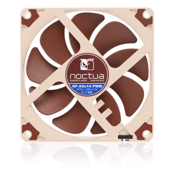 Noctua NF-A9x14 PWM slim ventilátor, 9 cm, csendes működés, PWM vezérlés, barna - NF-A9X14-PWM