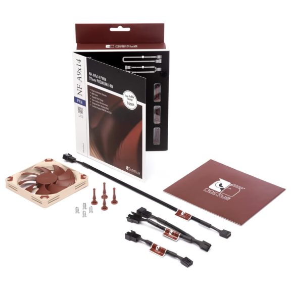 Noctua NF-A9x14 PWM slim ventilátor, 9 cm, csendes működés, PWM vezérlés, barna - NF-A9X14-PWM