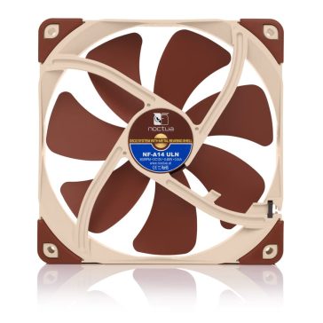   Noctua NF-A14 ULN csendes ventilátor, 14 cm, alacsony fordulatszám, radiátor kompatibilis, barna - NF-A14-ULN