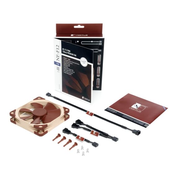 Noctua NF-F12 PWM nyomásoptimalizált ventilátor, 12 cm, Focused Flow keret, PWM vezérlés, barna - NF-F12-PWM