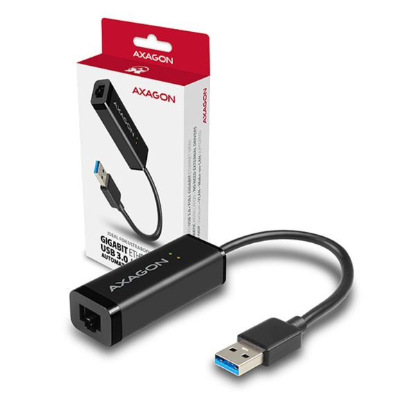 Axagon ADE-SR USB-A Gigabit Ethernet adapter, 1000Mbps, kompakt, fekete