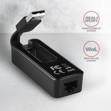   Axagon ADE-XR USB-A Ethernet adapter, 100Mbps, kompakt , fekete